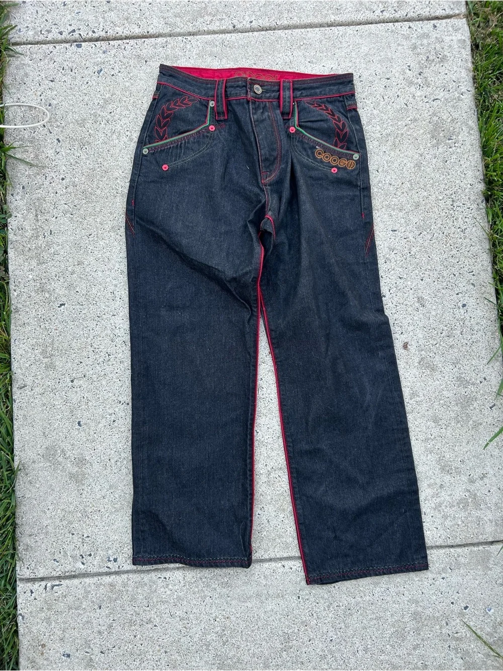 COOGI Jeans with Red Trim and Multicolor Back Pockets